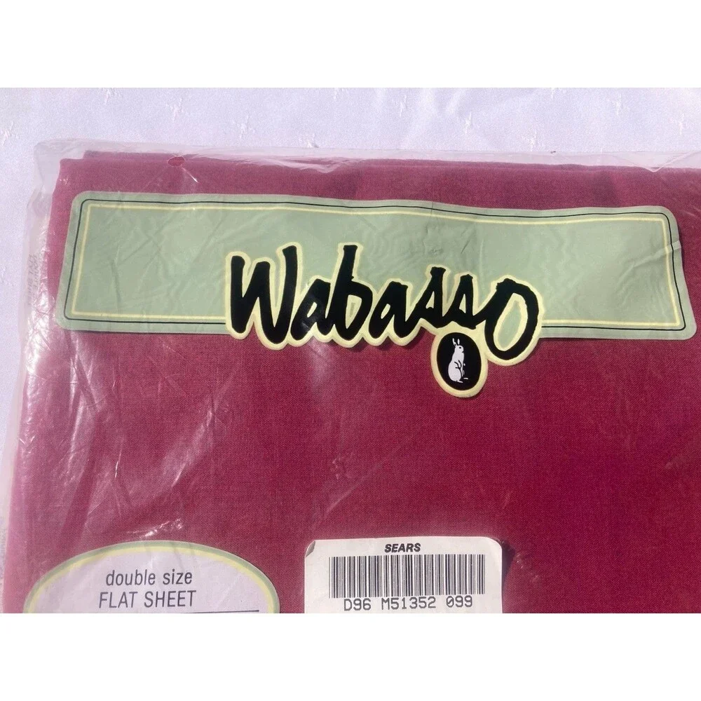 Vintage Wabasso Double Top Flat Sheet Burgandy Red NEW